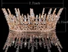 Queen Round Crown Pageant Tiara Wedding Fascia da sposa Accessori per capelli retrò Copricapo di gioielli Ornamento per capelli con strass di cristallo Copricapo