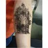 Vattentät Tappning Tatuering Klistermärke Wolf Forest Animal Tree Tattoo Stickers Flash Tatoo Fake Tatueringar för Kvinnor Män Arm Tatueringar