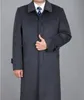 Фабрика прямая продажа мода мужчины более длинная куртка классический бизнес наряд осень зима мужской кашемир шерстяные длинные пальто черный синий серый