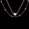 Silverguldkedja kärlek hjärthalsband chokers krage dubbelkedja choker halsband för kvinnor mode smycken