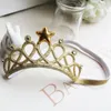 Baby prinses kroon hoofdband mooie baby meisje haaraccessoires tiara baby elastische haarbanden pasgeboren glanzende hoofdband
