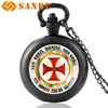 Vintage Black Cross Quartz Pocket Watch Classic Men Knight Templar Collier Bijoux