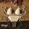 Set bikini sexy fatto a mano Bikini Boho lavorato a maglia all'uncinetto pantaloncini a vita alta costume da bagno costumi da bagno nappa