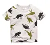 Nouveauté garçons enfants 100% coton à manches courtes dessin animé dinosaure impression poche t-shirt garçons casual été t-shirt livraison gratuite