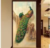 Papier peint photo haute qualité 3D stéréoscopique paon, fleur et oiseau, peinture à l'huile, porche chinois papier peint peinture murale pour salon