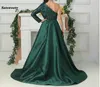 Luxe vert foncé 2023 robes de soirée une épaule Zuhair Murad robes sirène robe de bal à paillettes avec train détachable sur mesure