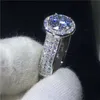 Anello solitario in argento sterling 925 con incastonatura a pavé 5A Sona Cz Fedi nuziali per fidanzamento con anelli da sposa