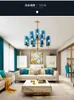 pendant lights glass Postmodern living room chandelier light luxury bedroom lamp creative personality restaurant chandelier blue glass lamps