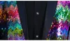 Hommes rayures paillettes colorées Blazer chanteur scène Concert Performance brillant Costume veste col châle Sim smoking Blazers Banquet fête Costume