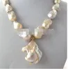 Jewelr 003028 Natural Light Pink Lavender Unusual Keshi Keishi Baroque Pearl Necklace&Pendant247V