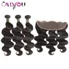 28 30 32 34 cale ludzkie Remy Włosy Włosy z koronkowym zamknięciem przednie ciało głębokie woda luźna fala Afro Kinky Curly Brazylijska Virgin Weave Weft Extension Wet