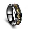 ZMZY Luxury Titanium Stainless Steel Ring for Men Carbon Fiber Dragon Lines Wedding Bands Male Design Jewelry