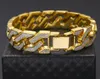 Cuban Chain Bracelet For Men Tops Quality Pop Club Accessories Ice Out Hip Hop Bracelets Gold Plating Bangle Zircon Chains