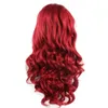 Wigs Long Wavy Red Heat Friendly Natural Lace Front Synthetic Wig