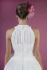 Vintage te längd korta bröllopsklänningar ärmlös pärlstav nacke chiffong a-line kjol informell mottagning brudklänningar skräddarsydda