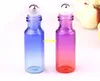 200pcs/lot 5ml rainbow Glass Roll on Bottle with Stainless Steel Roller Small Essential Oil Roller-on Sample Bottle