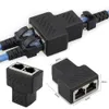 1 إلى 2 LAN RJ45 الأسود موصل شبكة الكابل الفاصل موسع التوصيل محول