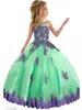 Prinzessin Mädchen Pageant Kleider Hohe Qualität Sheer Neck Glänzende Perlen Rote Spitze und Weiß Tüll Schlüsselloch Zurück Kleine Mädchen Ballkleid Pr4430521