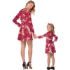 Christmas Dresses Mommy And Me Family Matching Clothes Mother And Daughter Matching Dresses Christmas Deer Head Printed Family Look 3Colors