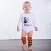 Noworodek ubrania niemowlę maluch z długim rękawem Romper + podgrzewacze nogi odzież dziecięce ubrania dzieci chłopiec dziewczyna dzieci halloween kostiumy