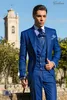 Snygg design One Button Royal Blue Wedding Groom Tuxedos Peak Lapel Groomsmen Mens Middag Blazer Passar (Jacka + Byxor + Vest + Tie) No: 1558