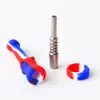 Silicone NC com ponta de quartzo de aço inoxidável Cachimbo de palha Plataformas petrolíferas Cachimbo de vidro Acessórios para fumaça Dab Rig