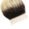 Two Tone 1B613 Ombre Blonde Dark Roots Brasilianische Körperwelle Menschliche Haarwebart Bundles Mit 4x4 Teil Top Verschluss Haarverlängerung4770384