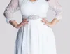 Beads Crystal Sash Transparent Lace Plus Size Pregnant Women Three Quarter Sleeve Modest Wedding Dresses Baby Shower Bridal Gowns DH395