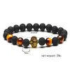 4 Styles Lion Head Charms 8mm Black Lava Stone Beads Bracelet DIY Aromatherapy Essential Oil Perfume Diffuser Yoga Jewelry