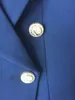 Gorąca osobowość Nowa Najwyższa Jakość Oryginalny Design Dwuosobowy Piersi Blue Slim Kurtki Metalowe Klamry Blazer Navy Mieszanie Odsuniski