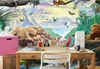 Papel de parede mural em grande escala sem costura 3D personalizado foto papel de parede mural floresta verde córrego água cachoeira mundo animal quarto infantil