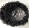 Süper İnce Cilt Afro Toupee Siyah Saç İşlenmemiş Çinli İnsan Saç Afro Kinky Curl Siyah Erkekler İçin Tam Pu Toupee 7267926