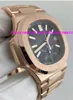 Luxury armbandsur Ny Automatisk N @ Utilus 5980 / 1R Svart Ring 18kt Rose Gold Mint Mens Watch Mäns Klockor