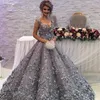 Flor 3D deixa Vestidos Glamorous querida mangas Lace apliques Engagement Dress Charm Saudita vestido de baile vestido de baile