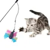 6 Pack Colorful Feather Cat Toy Retractable Wand Rod With 5 Replacement Head Feather Toys Teaser Cat Catcher