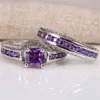 Inlaid Square Purple Crystal Zircon Princess Rings Set Trendy Ladies Full Zircon Engagement Ring Fashion Bride Jewelry Gifts1492905974240