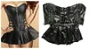 Steampunk Sexy Black Faux Leather Overbust Halter Corset Top Waist Corselet Burlesque Costume Push Up Corsets7305071