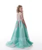 Beauty Green Blue Jewel Satin Applique de fleurs robes fille fille filles039 Robes de concours de vacances Dirthday Dress Kirt Taille 21374852