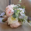 Fleurs de mariage artificielles Bouquets de mariage pour les mariées à l'extérieur des décorations de mariage Bouquets de mariée en dentelle Rose Blanc Rouge Bouquet de demoiselle d'honneur