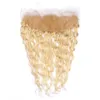 Tissages de cheveux humains vierges brésiliens blonds humides et ondulés avec frontaux vague d'eau 613 blond 13x4 fermeture frontale en dentelle avec faisceaux5531174