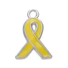 2021 Smalto Brey Cancer Awareness Ribbon Charm Argento Plantin Pendant Fit Collana Fare fai da te Jewelr