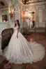 2020 Designer Off the Shoulder Wedding Dresses Luxury Ball Gown Appliqued Lace Wedding Dress Chapel Train Bridal Gowns