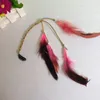 Main Bohême Plume Cheveux Barrettes De Mode Pigtail Coloré Avec Chaîne En Métal Carte BB Clip 8 Couleurs En Gros