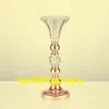 Dekoration Newgold Silver Color Crystal Beaded Flower Stand Candlest Candelabra Candle Holder Wedding Table Centerpieces Crystal Decor VAS