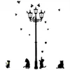 Naughty Black Cats Birds and Vintage Street Light Lamp Diy Wall Stickers Home Decoration Living Room Kids Room Wall Sticker5340316