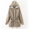 Vinter Cotton Coat Jacket Kvinna Europa och Förenta staterna Slim långa damer hooded kostym stor storlek