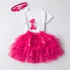 Set di vestiti per neonate per neonati Abbigliamento per bambini Vestito estivo con fiocco di paillettes + top + fascia per capelli 3 pezzi Vestiti Bebes Costumi per la prima festa di compleanno