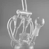 Dubbele trechter Waterleidingen Recycler Bongs 10 "Olie Rig Glass Bong 14mm Mannelijke Joint Glass Pipes wordt geleverd met Kom