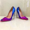 Brand new blue purple rivet high heel shoes, fashionable sexy ladies shoes 8 1012CM, custom 33-45 yards.