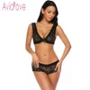 Avidlove Frauen Tanga Sexy Kostüme Unterwäsche Dessous Set Durchsichtiger Spitzen-BH und Höschen lenceria mujerY1883005